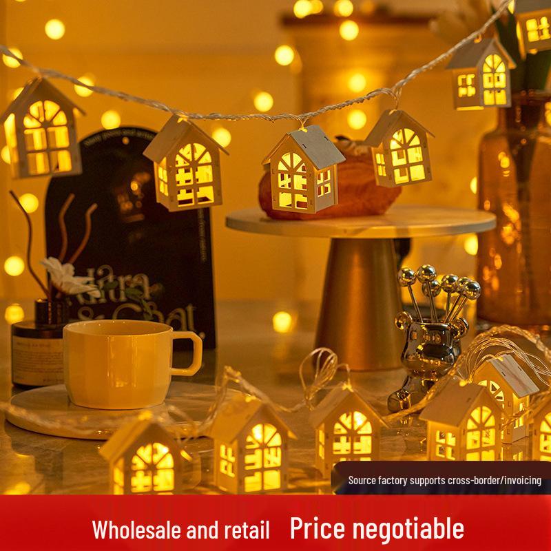 LED String Lights with Wooden Houses for a Girlish Room Decor