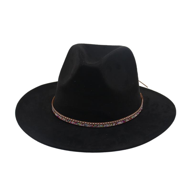 Diamond Flat-Brimmed Shade Men'S And Women'S Suede Hats Western Cowboy Hats Jazz Top Hats