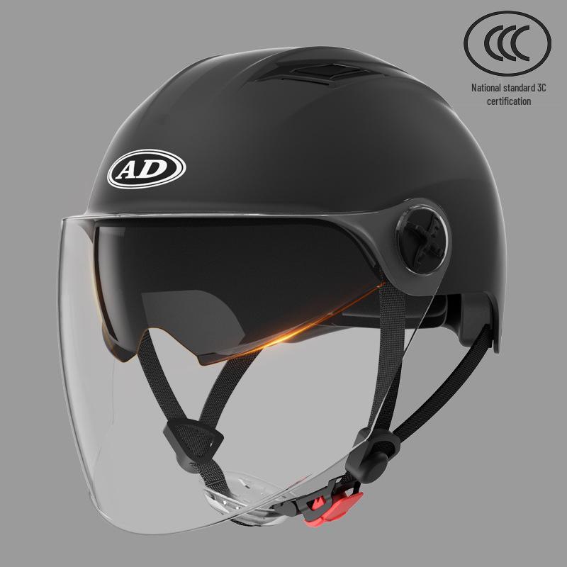 3C Certified Unisex Electric Vehicle Half Helmet with Double Visor, Summer Sun Protection, All-Season Use for Scooters & Motorcycles