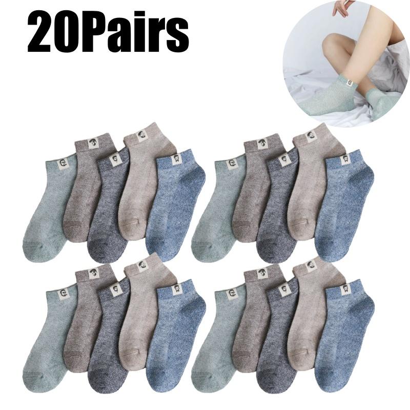 Men Summer Thin Cotton Mesh Breathable Socks Sports Casual Fashion Label Short Tube Boat Socks for Men Comfortable Lightweight