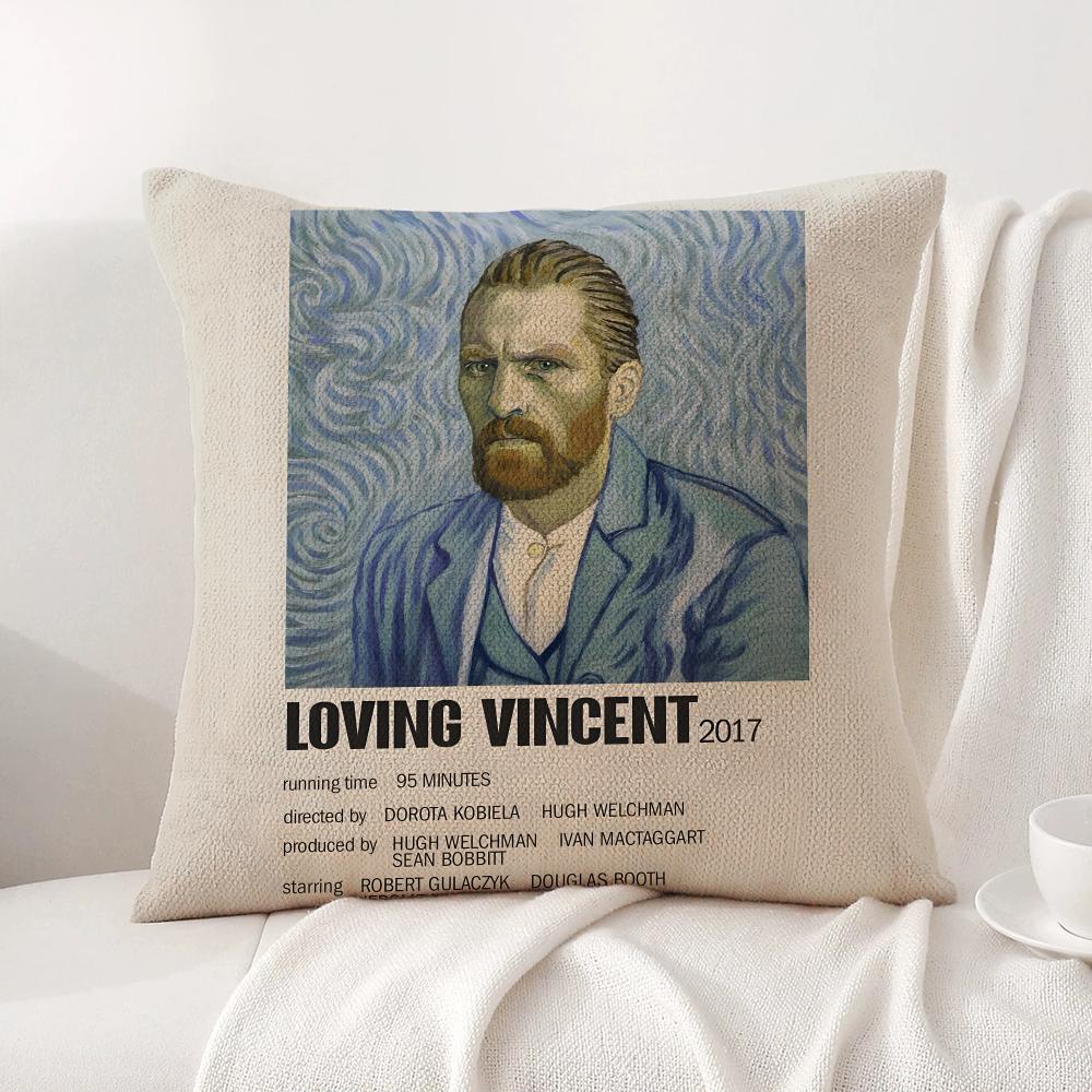 Van GGogh Art Cushion Cover Natural Linen Organic Fabric DoubleSided Printing Sofa Home Decor Breathable Bed Pillow
