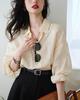 French purple cotton-linen shirt for women, early spring design, niche, high-end, casual, chic shirt top
