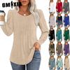 Women's Fashion Casual Solid Color Print Long Sleeve O Neck Blouses & Shirts