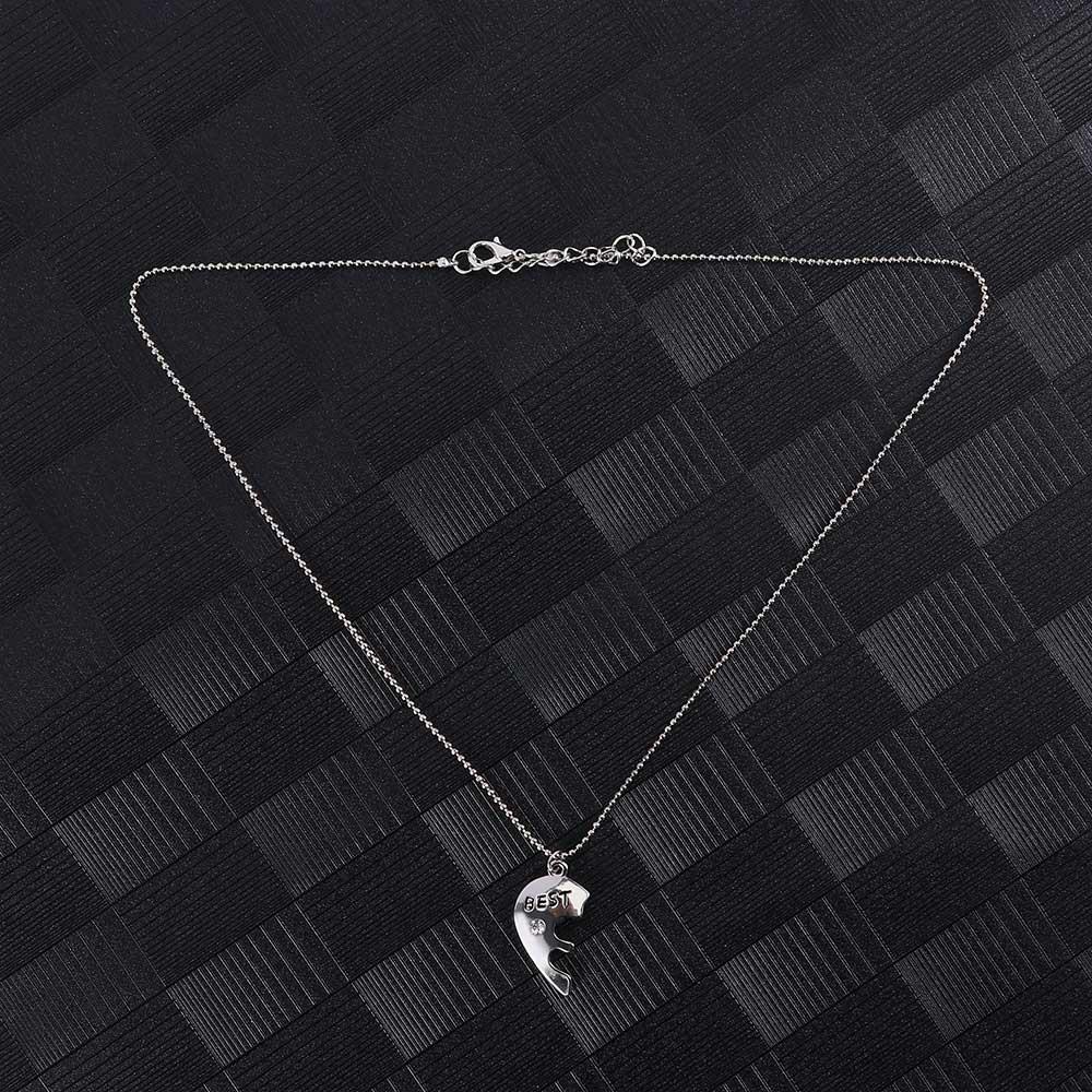 Fashion Forever Rhinestone Crystle Friendship Pendant Best Friends Heart Shape Necklace