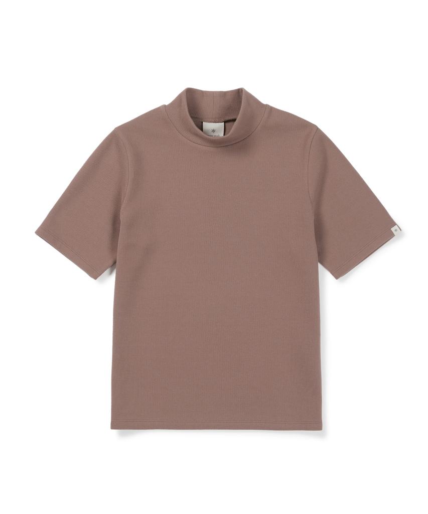 SNOWPEAK APPAREL Ribbed Women'S Mock Neck Short Sleeve T-Shirt (S26Fwfts31) Smog Pink