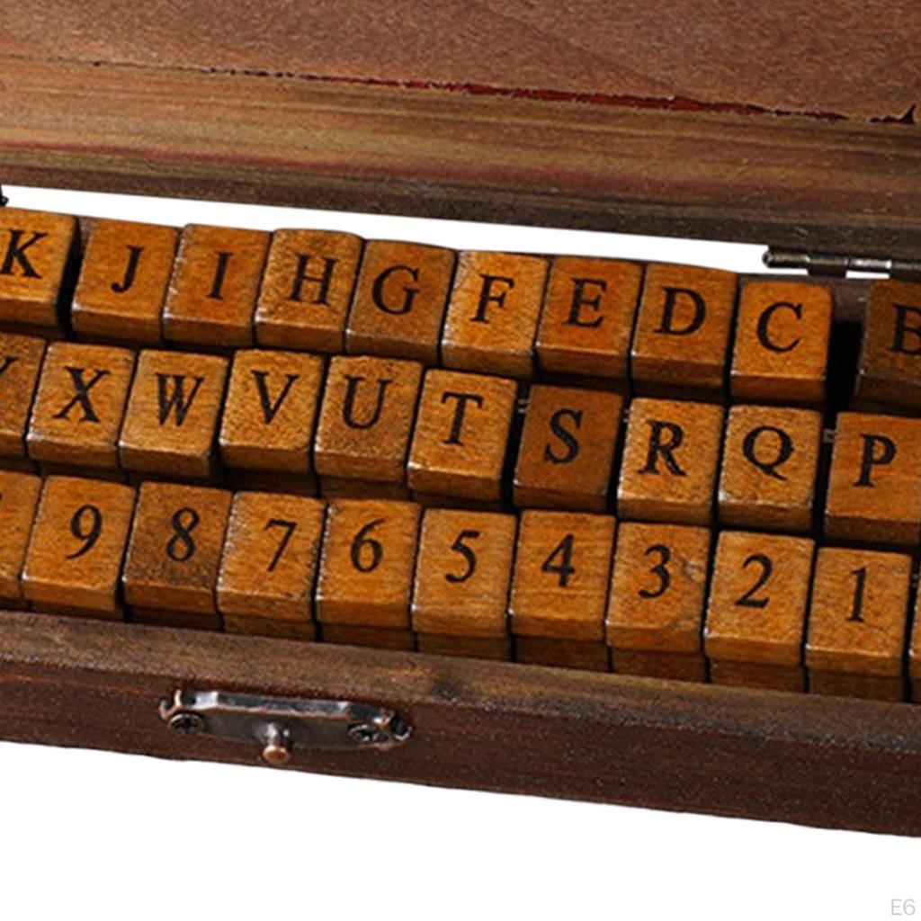 Rustic Wooden Rubber Stamps Alphabet Letter Card Kids Painting Symbol for Diary, Scrapbook, Writing,