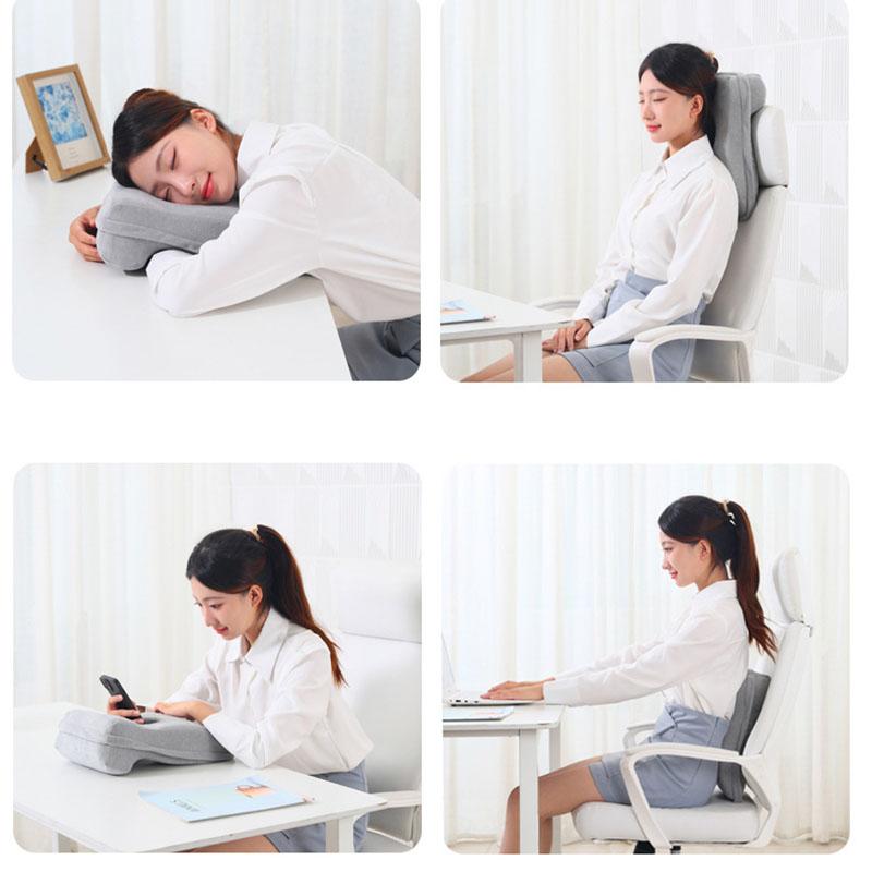 Nordic Solid Nap Sleeping Memory Cotton Pillow for Office Classroom Rebound Neck Pillow Detachable Breathable Waist Cushion