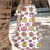 Women's Casual Fashion  Dress Animal Floral Print Round Short Sleeve Waist Mid-Length Swing Dress (with Zipper)