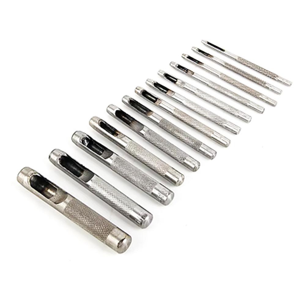14pcs Leather Hole Punch Punching Tools Leather Hollow Round Drilling Puncher Kit  1-10mm Punching For Clothing Belt Canvas