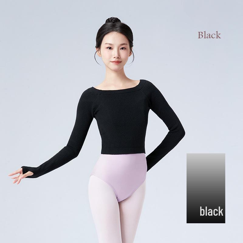 Adult Autumn/Winter Long Sleeve One-Shoulder Dance Sweater - Classical Ballet Body-Shaping Shawl Top