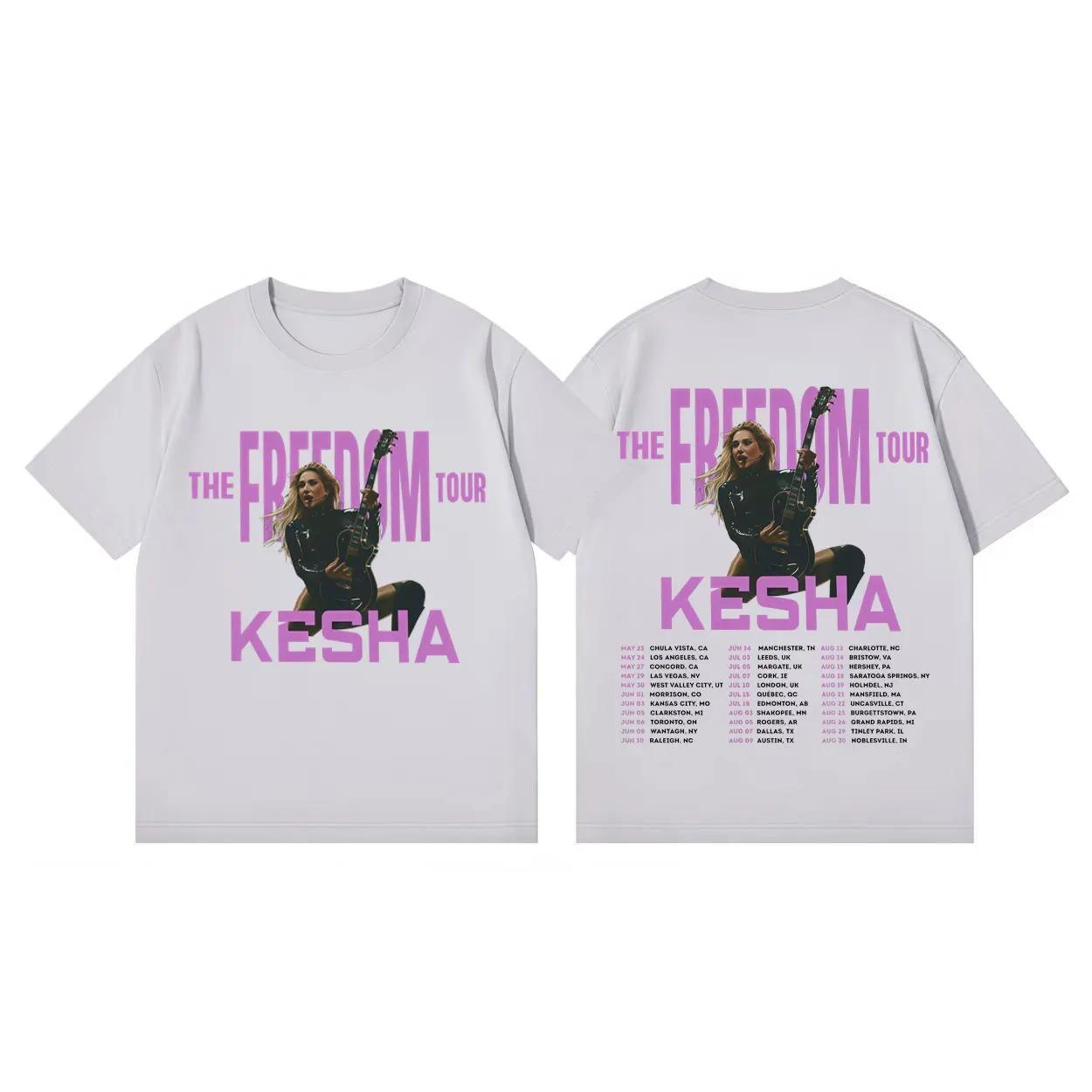 

Summer Casual Loose Cotton T-shirt Singer Kesha The Freedom Tour 2026 T Shirt Unisex Women Fashion Aesthetic Short Sleeve T-shirts 4XL