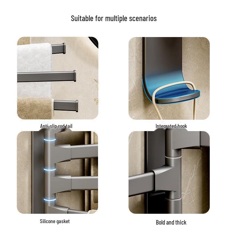 JINGRUIXIANG No-Drill Rotatable Towel Rack