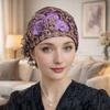 New Flower Embroidery Bonnet Hat Breathable Cover White Hair Headband Cap Elastic Full Coverage Head Wrap Cap Women Headwear