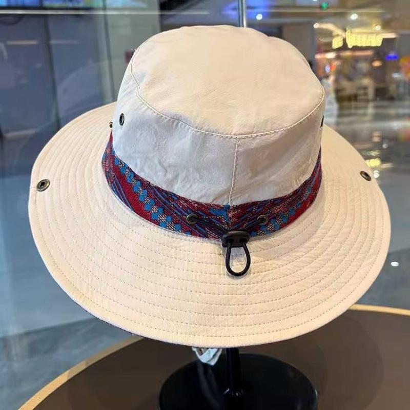 New Retro Mountaineering Hat Ethnic Style Outdoor Large Brim Sun Hat Sun Protection Summer Sun Cover Fisherman Hat Children