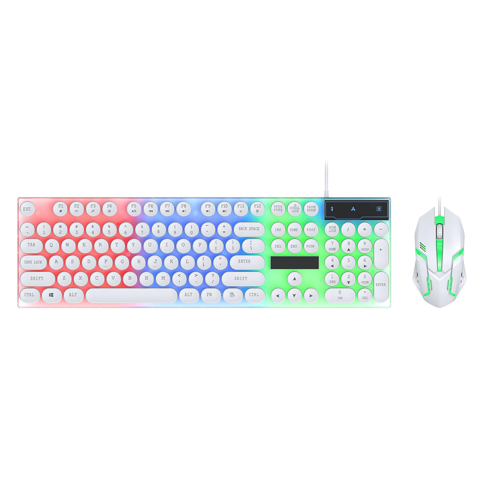 

Colorful LED Backlit Keyboard and Mouse Combo Gaming Wired Keyboard USB Keyboards with Gaming Mouse White білий