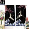 Japanese Style Cranes Curtain Asian Waves Traditional Chinese Cherry Blossom Printed Window Treatment Living Room Bedroom Ki For Area Polyester