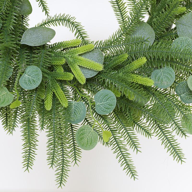 Hand Soft Glue 60cm Norfolk Pine Wreath Wall Hanging Summer Festival Decoration Closet Pendant Simulation Leaf