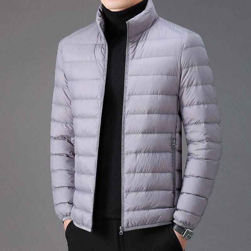 

Men s Lightweight Down Cotton Jacket - Winter Casual Stand Collar Coat 5XL 85-95kg