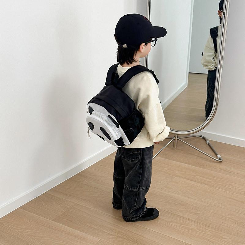 Adorable Cartoon Panda Canvas Backpack For Boys And Girls Age 3 To 6 Years