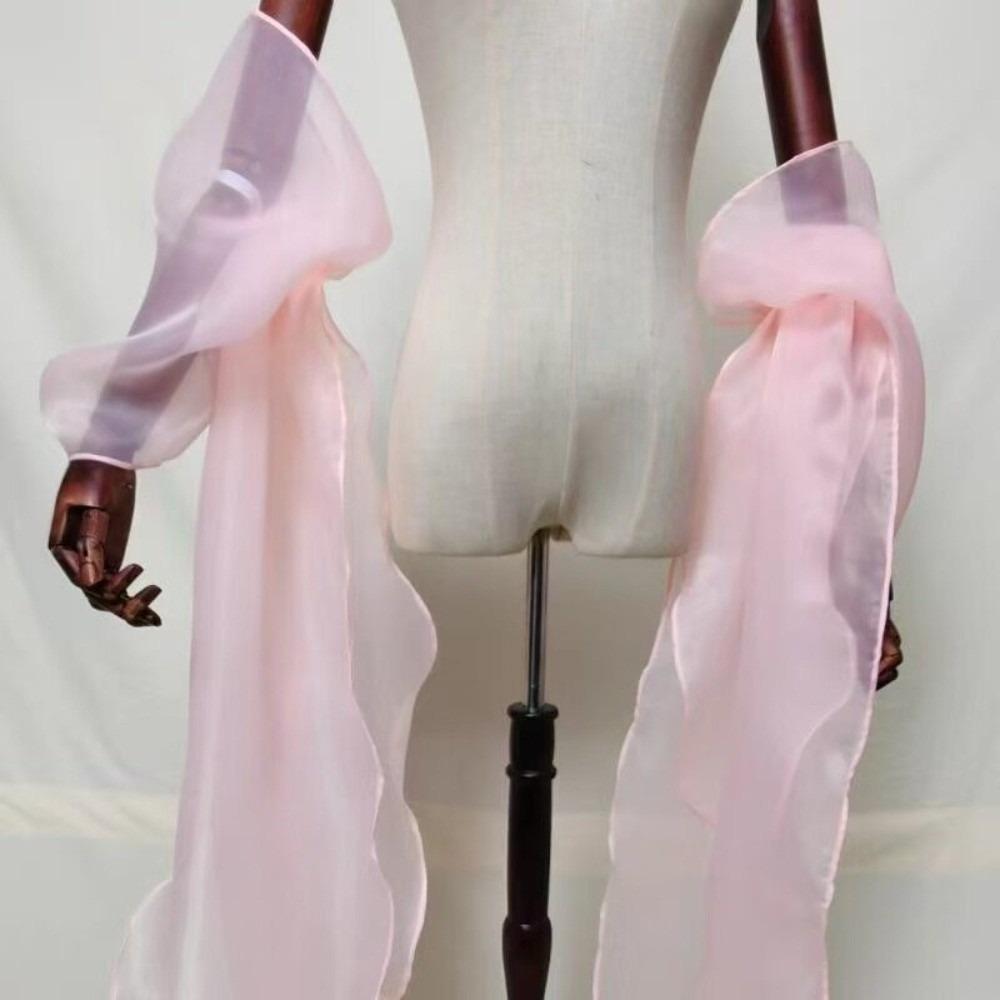 Fluffy Bridal Arm Sleeves Seethrough Ribbon Wrap Sleeves Puff Sleeves Wrap  Dance Dress Accessories