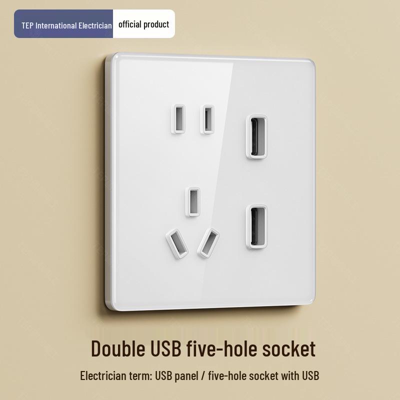 Smart White Glass 2-Gang Switch Panel, Single Fire, Voice-Controlled, Mijia APP Compatible.