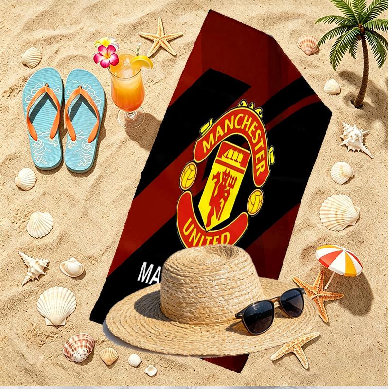 Manchester Football Print Beach Towel, Versatile Lightweight Absorbent Beach Towel for Pool Surf Yoga Bathroom, Perfect Birthday Holiday Gift