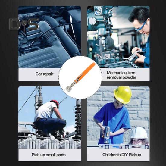 Telescopic Magnetic Pickup Tool with Pocket Clip Compact Size Portable Widely Used Handheld Extendable Magnet Stick Gear