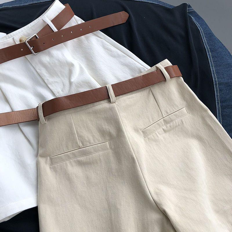 Women's High Waist Summer Workwear Shorts - Korean Style Loose A-Line Wide Leg Pants, Slimming and Casual, 2026 Trendy.