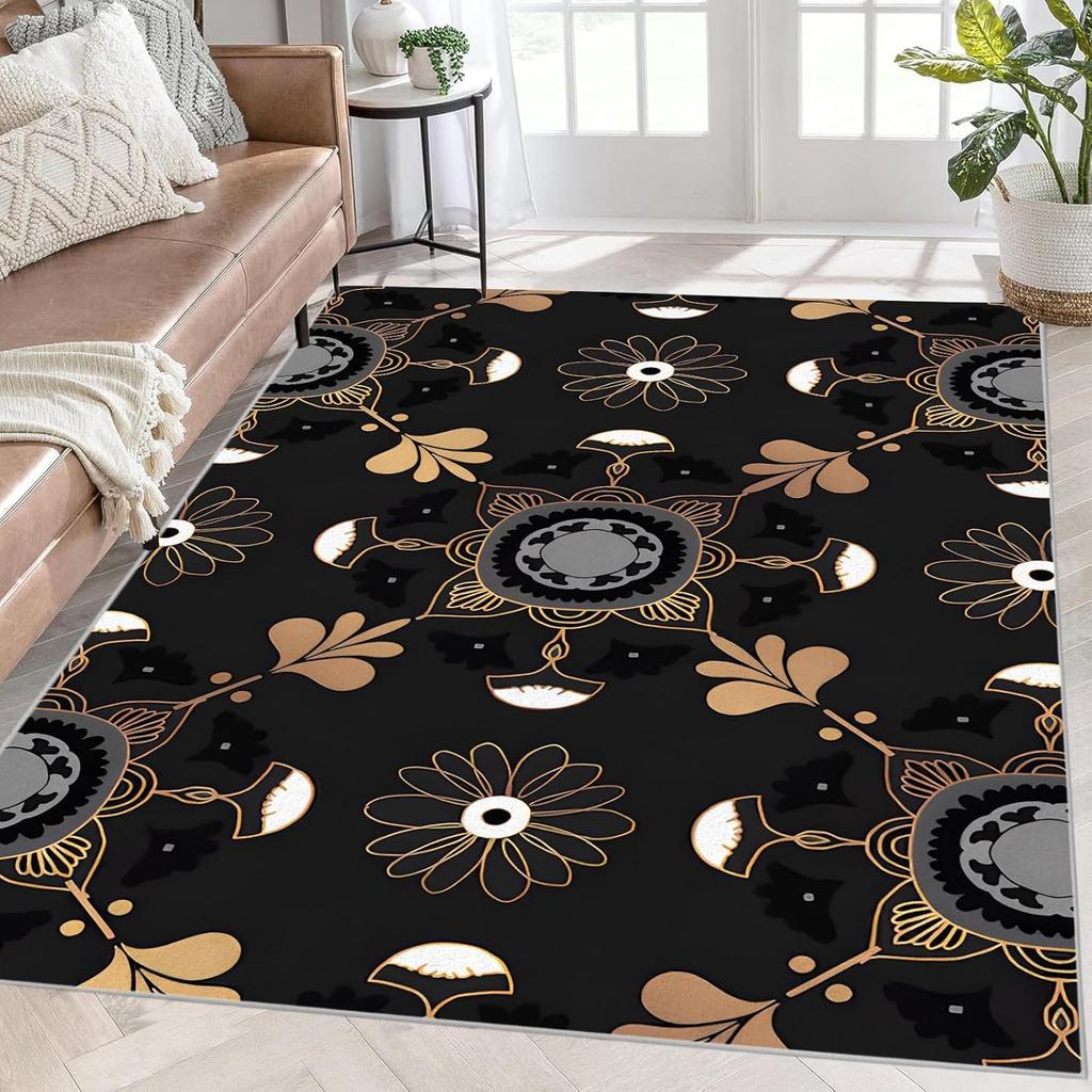 Geometric Floral Pattern Carpet Rug Home Decoration Multicolor Art Deco Elegant Decorative Soft Durable Non-slip Living Room