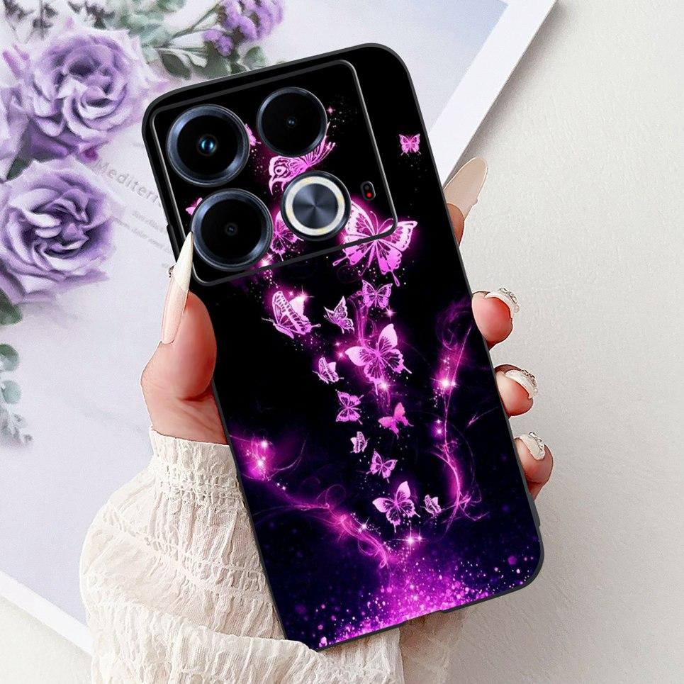 For Cover Infinix Note 40 40x 40Pro Plus Note40 Pro+ Phone Case Colorful Flower Butterfly Lxuru Women Fashion Soft Siliocne Etui