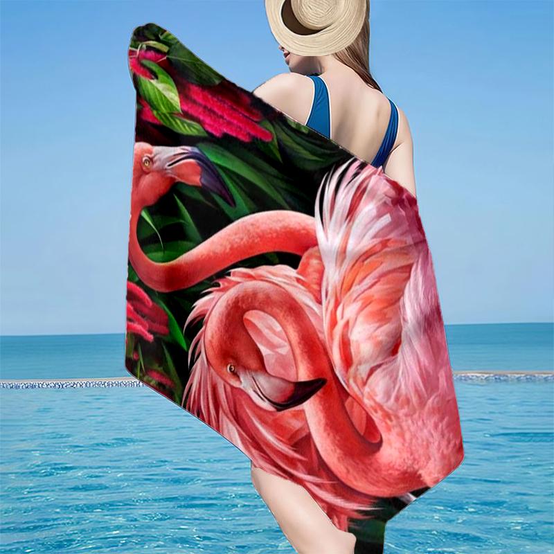 Flamingo am tropischen Paradies Strandtuch, Superweiche Mikrofaser, Geschenk für Sie/Ihn, Geburtstag, für Pool, Strand, Reisen, Heimdeko Fan-Geschenke