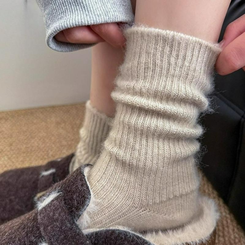 2025 Autumn Winter Thermal Wool Cashmere Socks for Women Floor Sleeping Thicken Warm Knitted Crew Socks