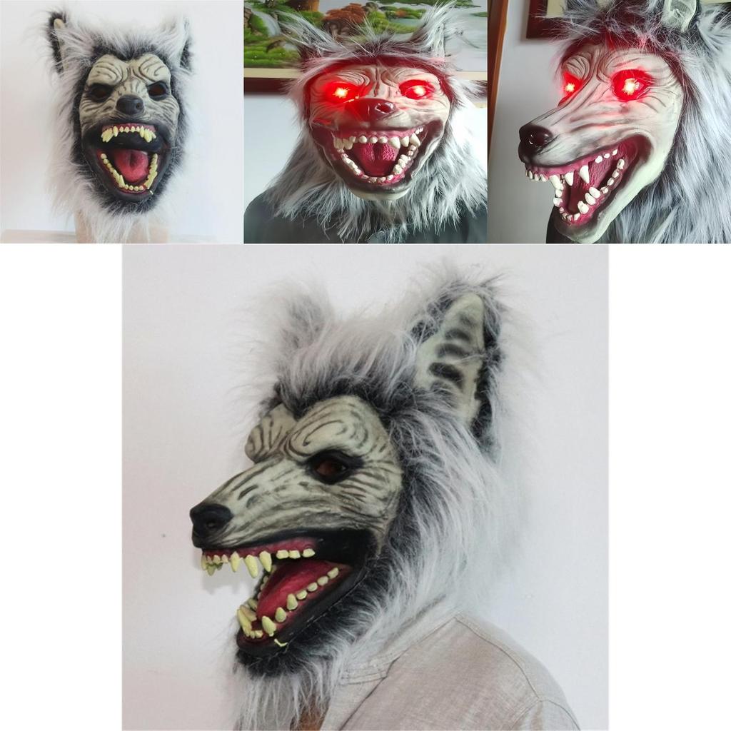 Lighted Wolf Head Mask With Claws For Halloween Costume And Cosplay