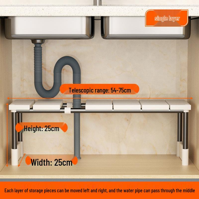 Retractable Under-Sink Kitchen Cabinet Storage Rack