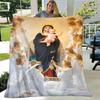 Jesus Jungfrau Maria Prayer Blanket- Lightweight Flannel Throw for Sofa ,Digital Printed Blanket with Soft & Worm Flannel Fabric