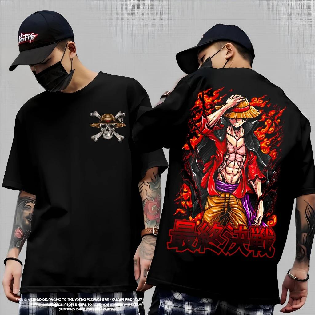 Japanese Anime ONE PIECE Summer T-shirt Casual Sports Fitness Loose Oversized Comfortable Cotton Short Sleeves for Men and Women