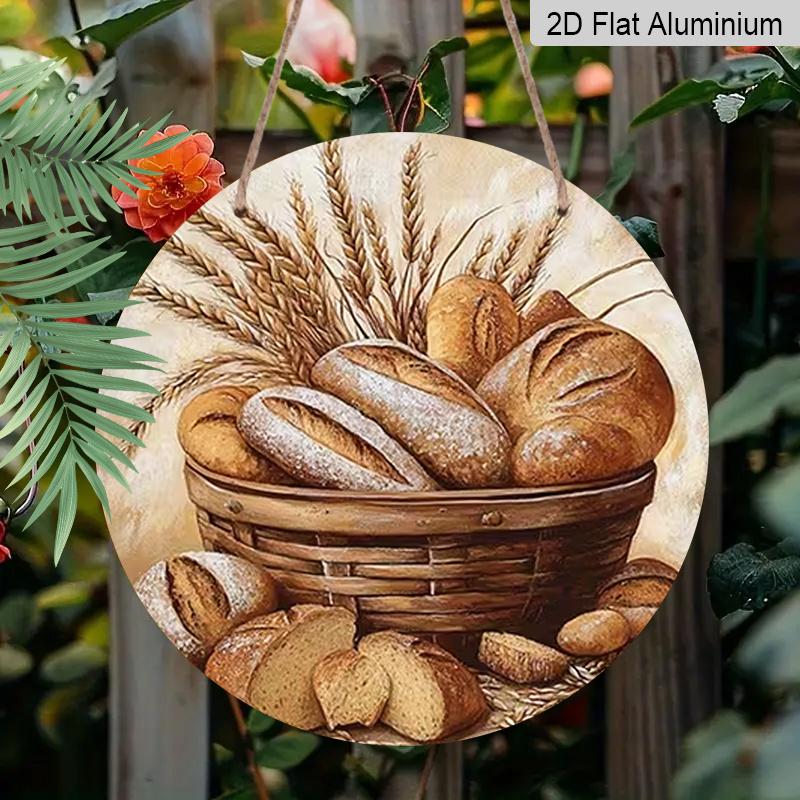 

2D Flat Aluminum Bread-Shaped Wall Art, Retro Style, 7.87 Inches × 7.87 Inches, Holiday Gift, Perfect for Cafés, Restaurants, Bars, Kitchens, Homes 1pc