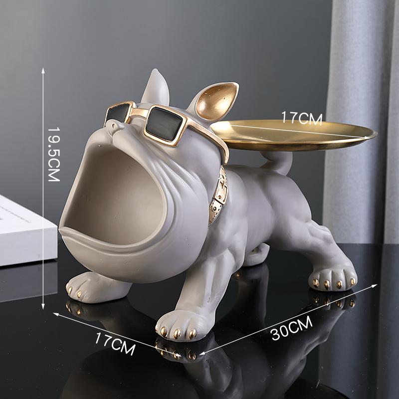 Nordic Home Decor French Bulldog Tray Big Mouth Dog Statue Table Decoration Animal Ornament Interior for Home Decor Living Room