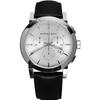 Pánské hodinky City Chronograph s bílým ciferníkem a černým koženým řemínkem BU9355