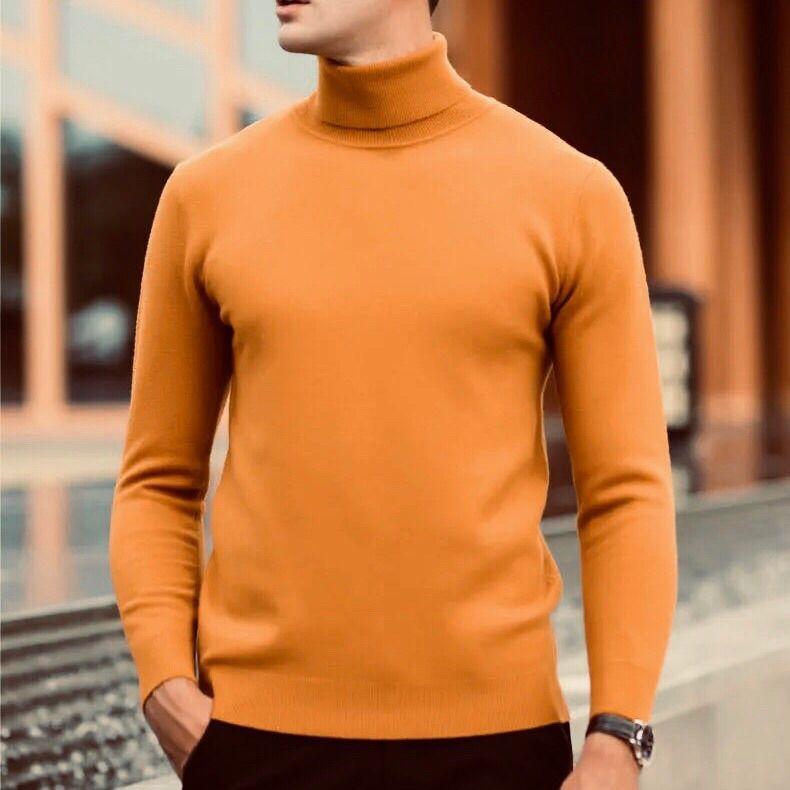 Men's Turtleneck Sweaters Keeps Warm Men Sweater Close-Fitting Man Pullover Youth Knitwear Tops for Male