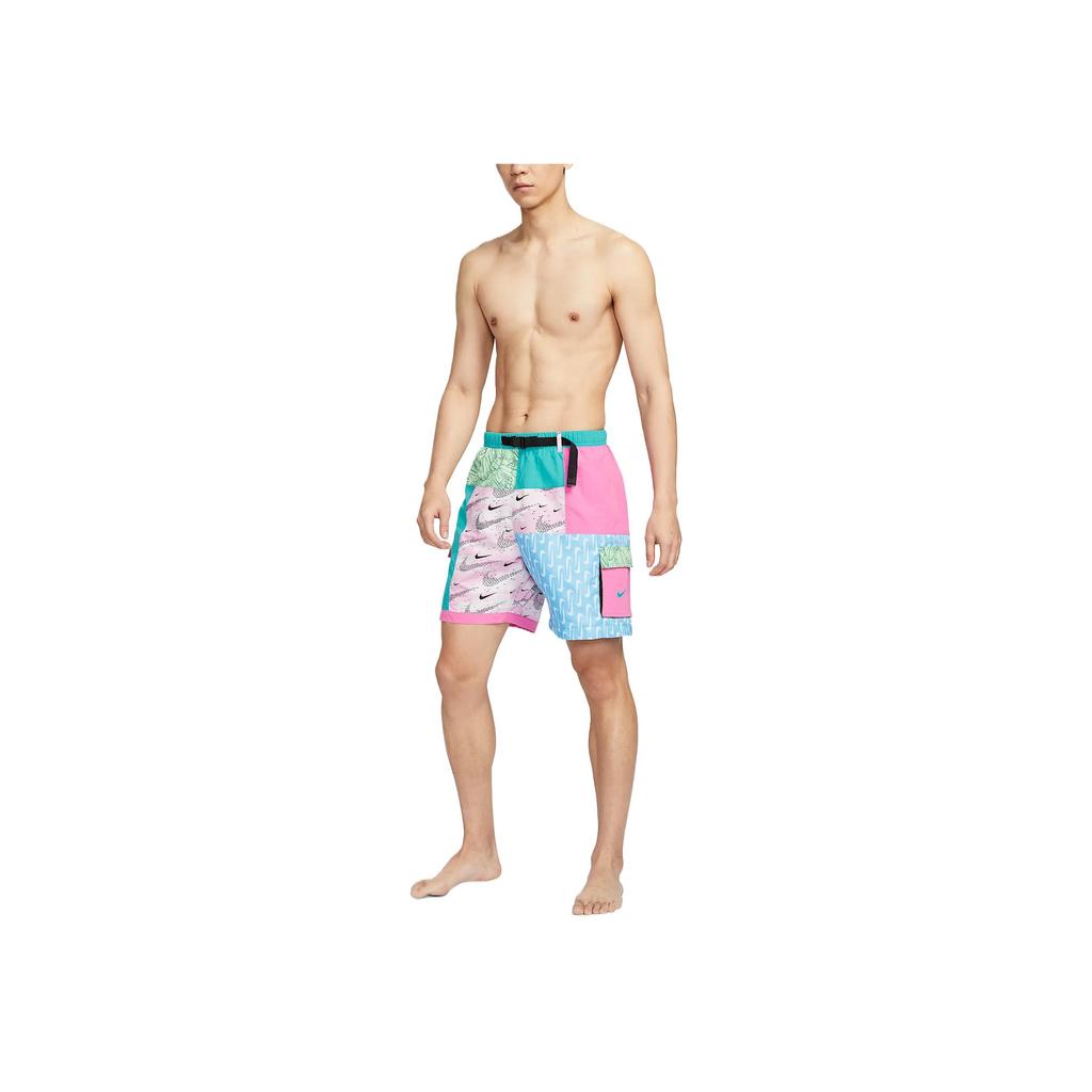 Nike Swim Voyage Pantaloncini Comodi Moda Versatile Casual Uomo Pantaloncini Verde Cactus Rosa Giocoso Azzurro Acqua FZ7373-343