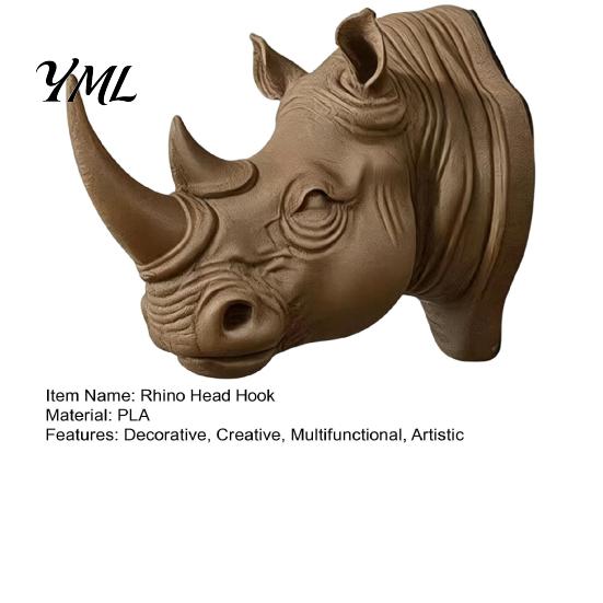 Wall Hanging Accessory Rhino Head Hook for Keys And Hats, Decorative Animal Coat Modern Home Decor Rack Entryway, Creative Key Holder, Versatile