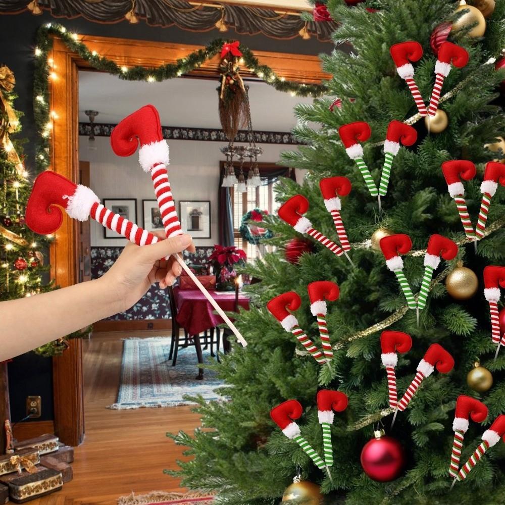 Stuffed Christmas Elf Legs Striped Pants Santa Claus Legs New Christmas Tree Topper Holiday Party