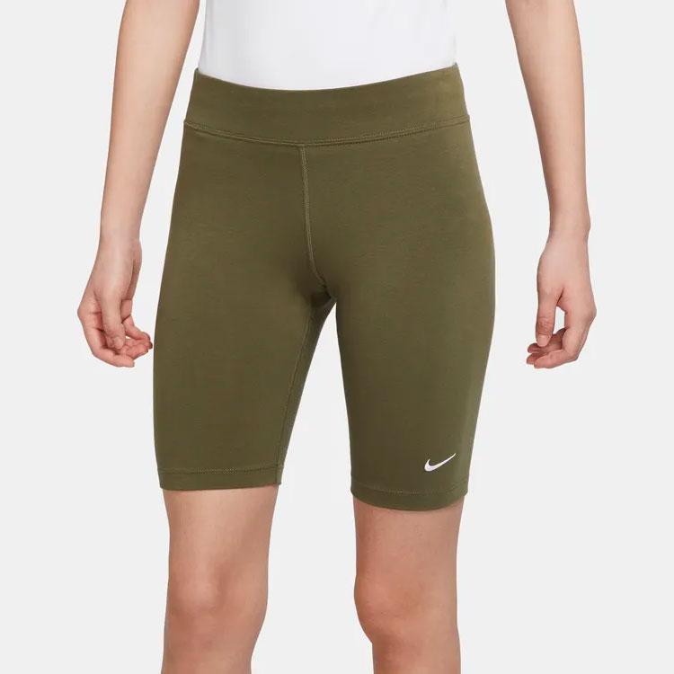 Nike Sportswear Essential Logo Print Solid Color Slim Fit Fitness Shorts Women Shorts Green CZ8527-222