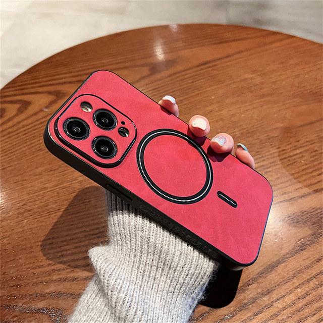 Luxury Wireless Charging Magnetic Cortex Leather Phone Case For Iphone 14 13 12 11 Pro Max 14 Plus 14pro Shockproof Bumper Cover