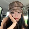 British Style Pu Leather Beret Autumn Winter Artist Cap Elegant Women's Beret  Streetwear