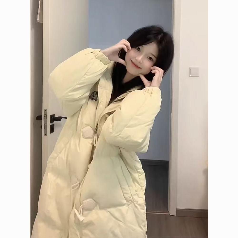 Winter Padded Coat Loose Long Horn Over Knee College Padded Jacket Thickened Jacket