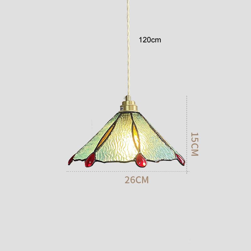 Tiffany Chandelier Retro Creative Stained Glass Lotus Pendant Light Corridor Bedroom Living Room E27 Single Head Hanging Lamps