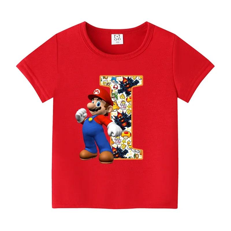 New 100%Polyester T-shirts for Children Cartoon English Letters Graphic T-shirt Boys Casual Short-sleeved Tops Kids Clothes