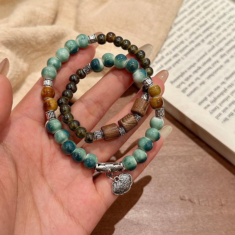 

Керамический браслет, китайский ретро-браслет из бисера, модные аксессуары в стиле бохо